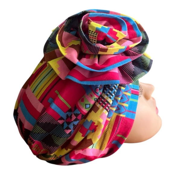 Colorful patterned African pre-tied turban headwrap One Size multicolored - Picture 8 of 10